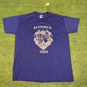 Vintage 1984 LA Olympics USA Russell Athletics T Shirt 80s Gray Tee Mens LARGE